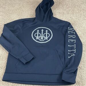 Beretta Hoodie Mens M Blue Lightweight Performance Fleece Lined Pullover F80